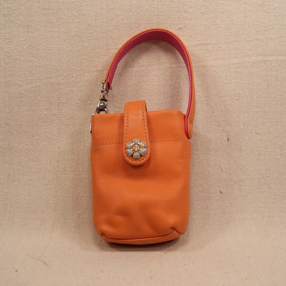 Brighton Handbags - Brighton Cigarette Case Salmon w/Enameled Flower